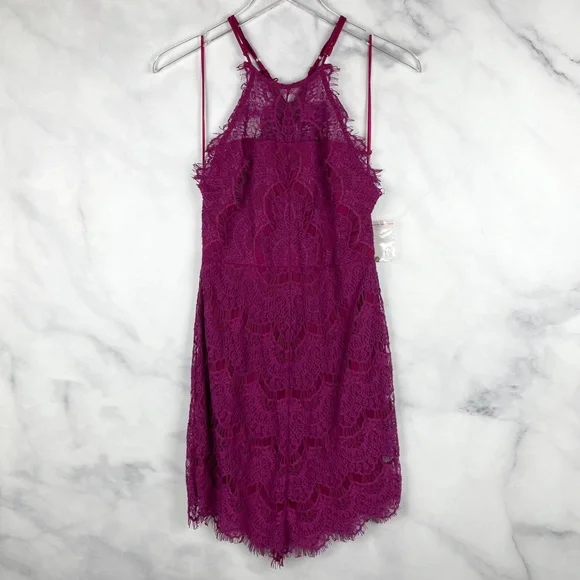 Free People Burgundy Lace Mini Dress - Picture 3 of 11